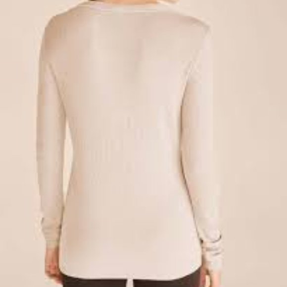 REBECCA TAYLOR Ribbed Pima Cotton Cardigan V-Neck in Oat Size Medium New - Picture 7 of 10